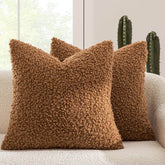 Decorative Fuzzy Sherpa Pillow Covers Bronze 20x20-inch